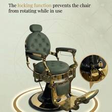 Huisuilinss Vintage Barber Chair,Hydraulic Recline Salon Chair,Hair Styling Chair,Adjustable Height,360° Swivel,Headrest & Footrest,700lbs Capacity,For Barbershop Beauty Tattoo Massage - 綠色 - 查看 5