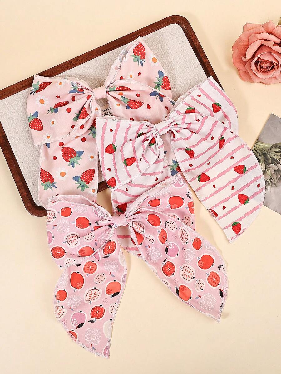 3pcs Cute Bow Hair Clips Set, Suitable For Party, Birthday, Holiday, Daily Wear - Multicolor - View 1
