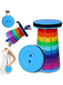 1 pezzo Sgabello pieghevole regolabile, sedia portatile con altezza regolabile per escursionismo, campeggio, pesca & attesa in uso interno ed esterno multiuso, regalo perfetto per le vacanze - multicolore - Visualizzare 2