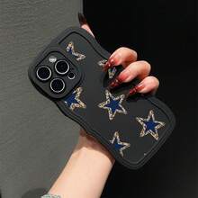 1个豹纹星形图案波浪纹黑色防震手机壳，TPU材质，适合作为节日礼物，兼容苹果Xs/Xsmax/Xr/11/12/13/14/15/16pro/Promax/14/15/16plus/17，男女通用 - 彩色 - 查看 4