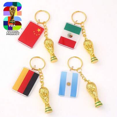 FIFA FIFA 1 pieza Llavero con colgante con temática de bandera nacional de la Copa del Mundo, hecho de acrílico y aleación de alta calidad, con textura transparente y delicada, patrón claro y colores vibrantes que no se desvanecen, estilo minimalista y de moda con anillo de metal duradero, ligero y portátil