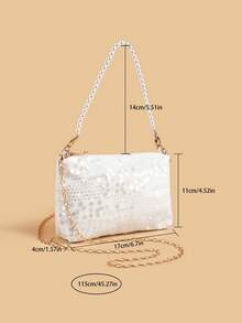 1pc Sequin Velvet Sequins Handbag, Evening Bag, Shoulder Bag, Crossbody Bag, Elegant & Gentle Style - Sequin Velvet - View 10