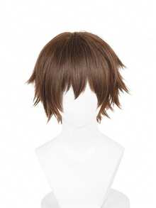 8inch Classic Fluffy Brown Synthetic Wig, Suitable For Casual Wear, Game Cosplay, Overwatch Hana "D.Va" Song, Unisex With Wig Cap - Brown - View 5