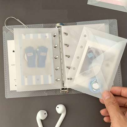 5pcs Sulfuric Acid Paper Envelopes, Suitable For Five Hole Loose Leaf Bags Of M5/A7 Binders, Photo Card Sticker Storage Bag