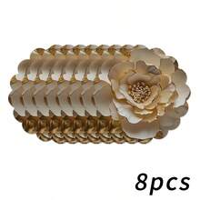 1/2/4/6/8/300pcs Luxury Round Placemats Set, Golden Peony Flower Pattern Design, Size 15*15 Inches/38*38cm, Multiple Patterns Available, Suitable For Dining And Home Decor - Multicolor - View 15