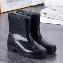 Women's Lightweight & Comfortable Short Rain Boots, Anti-Slip Durable Design, Minimalist Stylish For Commuting, Work, Outdoor, Essential For Spring/Summer Rainy Season - Black - View 5