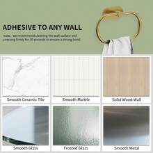 Anillo para toallas de acero inoxidable, estante para toallas, barra para toallas montada en la pared, almacenamiento de toallas de baño, soporte para toallas - Dorado - Ver 8