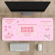 粉色可爱动漫游戏鼠标垫 XXL，草莓牛奶图案大号鼠标垫，美观笔记本电脑键盘垫，女士/女孩全尺寸桌面鼠标垫 - 查看 9