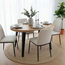 Miroytengo Mesa de Comedor Extensible Ancho 80/120/160 cm Mesa Redonda Berg Comedor Negro y Tono Claro 3 Posiciones con Patas de Metal y Tapa de Madera 80 cm Alto 76 cm Profundidad De 3 a 5 días de envio - Multicolor - Ver 7