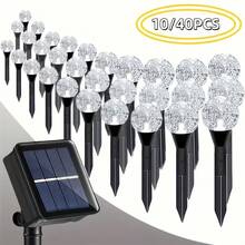 40/10PCS Outdoor Solar Crystal Ball String Lights, 19 Feet/6M IP44 Lawn Lights With 8 Lighting Modes And Photoelectric Switch, For Garden, Courtyard, Pathway, And Landscape Illumination; Outdoor Fairy Mini String Lights - trắng - Xem 2