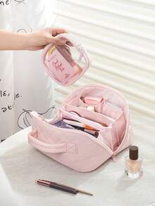 2pcs Cosmetic Bag Set, Large Capacity Dustproof Portable Makeup Bag, Makeup Brush Organizer, Multi-Functional Travel Toiletry Bag - Multicolor - View 5