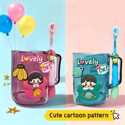 1 Stück/2 Stück Banane Weltraum Planet süße Eiscreme Cartoon DIY Paar Zahnbürste mit Zahnbürstenhalter, Cartoon Mundspülbecher, geeignet für Badezimmer und Schlafräume, süßes und einfaches Design, langanhaltend und stoßfest, geeignet für Badezimmer Waschbecken Zahnbürstenhalter, ideales Geschenk für Feiertage und Geburtstage