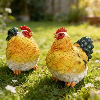 Esta encantadora figura de pollo de resina de 1 pieza es una linda escultura de animal de granja adecuada para la decoración del hogar y el jardín. Una pieza de patio caprichosa con un toque rústico, se puede usar en salas de estar, cocinas y estanterías. Es una opción perfecta para el arte de patio, terrazas y balcones, y un regalo único para amantes de los animales, entusiastas de los pollos y coleccionistas de estilo de granja.