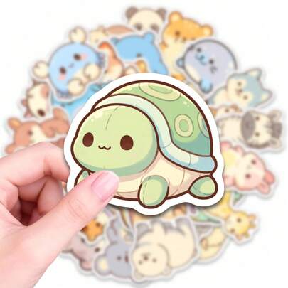 50 ملصق حيوان جميل، ملصقات فينيل كاواييي جمالية لزجاجات المياه والأجهزة المحمولة وأغلفة الهواتف والمجلات والألبومات والمخططات والزلاجات والقرطاسية، ملصقات زخرفية لاصقة مقاومة للماء للمراهقين والبالغين والطلاب وعشاق الحيوانات الأليفة