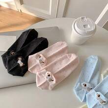5 Pairs Of Breathable And Comfortable Women's Cartoon Sausage Dog Pattern Socks With Ear Design, Suitable For Casual Outdoor Wear In Spring And Autumn - Mixed Colors - View 9
