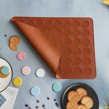 30pcs/48pcs Non-Stick Professional Grade Silicone Mats, Suitable For DIY Macarons, Chocolate Molds. No Baking Tools Required - Coffee Brown - View 3