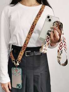 Minimalist Lanyard Gasket Rhombus Pattern Retro Pearl Lanyard Minimalist Fashion Halter Wide Shoulder Strap Long Detachable Phone Case Holder Spring Gift - Multicolor - View 8