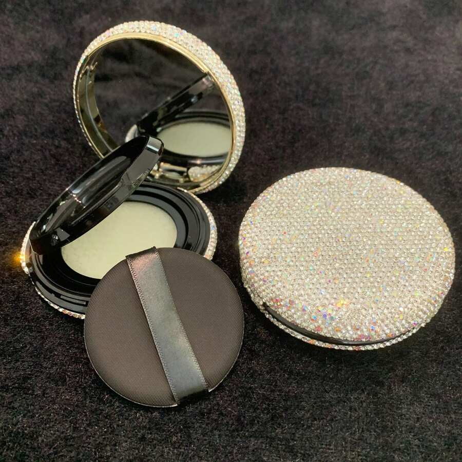 Rhinestone Thin Cushion Compact, High-End BB Cream Packaging, Foundation Concealer Refill Empty Case, Replacement Refill Case
