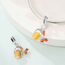 A Silver Plated Guitar, Beer, Camera, Princess Dress Pendant Suitable For 3mm Original Bracelet, Necklace, DIY Bead, Women's Daily Gift, Birthday Party, Holiday Gift - Multicolor - View 3