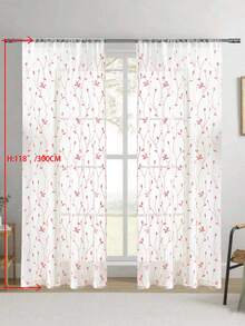 1 tấm rèm voan thêu, họa tiết hoa, thiết kế có khe luồn thanh treo, chống tia UV, thoáng khí, trong suốt, chất liệu polyester, không có lớp lót, thích hợp cho phòng khách, phòng ngủ, phòng ăn. - Hồng - Xem 19