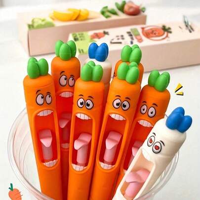 Bút bi gel đa năng hình củ cà rốt, văn phòng phẩm sáng tạo, mực đen, chất liệu nhựa, quà tặng Phục Sinh dễ thương và đồ dùng cho bữa tiệc, vật dụng cần thiết cho năm học mới, phù hợp cho học sinh và nhân viên văn phòng, công cụ giảm căng thẳng, bút giảm stress vui nhộn, quà sinh nhật.