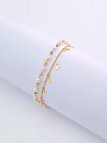 1 pieza Tobillera de playa ajustable, de estilo vintage minimalista y de moda para mujer, versátil para uso casual y de viaje - Amarillo Oro - Ver 21