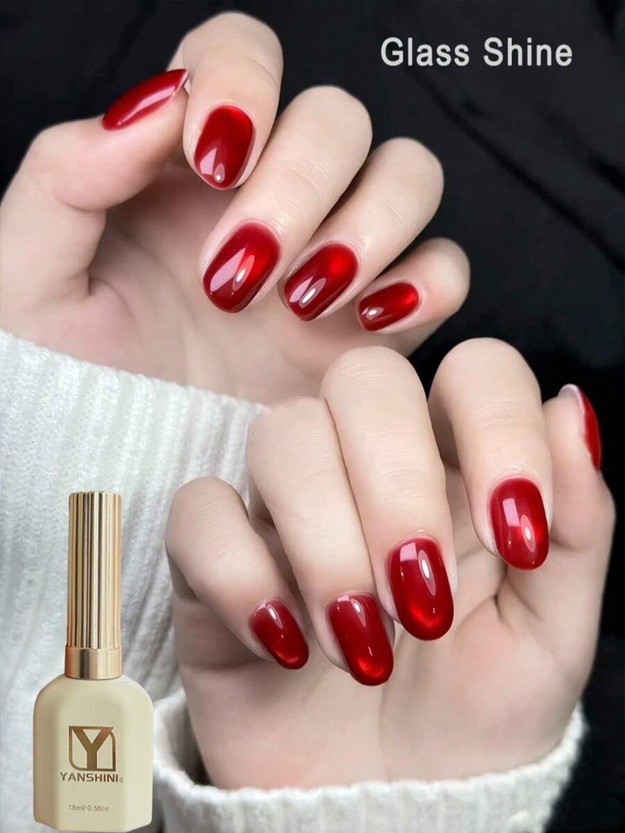 宝石红磁性猫眼凝胶指甲油 15ml – 果冻质地，透亮光泽，UV/LED 可卸美甲凝胶