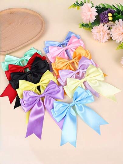 8个大号丝带蝴蝶结 - 手工邀请函装饰 - 缎带礼品包装 - 颜色随机 - 不含羽毛 - 艺术、工艺和缝纫用品 - 礼品包装蝴蝶结
