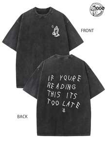 Drake If You're Reading This It's Too Late Vintage T-Shirt Hip Hop Cotton Men T Shirt New Tee Tshirt Womens Tops,Y2k Clothes,Drake Take Care Graphic Music Fan Black T Shirt, Retro Washed Double-Sided Printed T-Shirt (230 Pure Cotton T-Shirt), Round Neck T-Shirt With Handwritten Text Design, Rapper Streetwear, Suitable For All Seasons And Machine Washable Daily Occasions, An Excellent Gift For Family And Friends - 黑色 - 查看 1