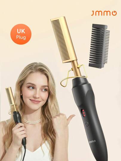 JMMO Hair Straightener Comb, Pressing Combs, Hot Comb Straightener For Wigs & Beard, 3 Temperatures Adjustable, 60 Min Auto Power Off, Beauty & Personal Care Necessary Tool-UK Plug