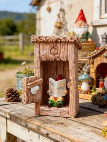Exquisite Resin Dwarf House Decor, Handmade Dwarf Statue For Reading | Durable Outdoor Garden Decoration Suitable For Backyard, Patio And Flower Bed | Charming Polyester Resin Decor To Enhance Visual Appeal Of Outdoor Space - B - View 5