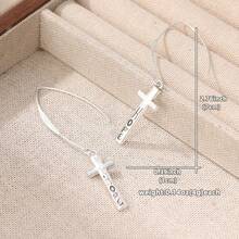 Cross Earrings, Prominent Faith, Silver Jewelry, Handmade, Heart-Shaped Jewelry - Antique Silver - View 6