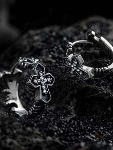 1 Đôi bông tai nam phong cách đường phố hip-hop cổ điển, thiết kế hình thánh giá đính đá, thích hợp đeo hàng ngày, quà tặng cho bạn bè vào các dịp lễ, sinh nhật, kỷ niệm. - Nhiều màu - Xem 5