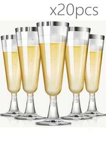 5/10个装可重复使用的4.5盎司透明塑料香槟杯，防碎材质，适合派对、婚礼和大型活动，优雅且易于清洗 - 彩色 - 查看 19