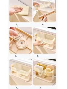 1pc Suction Cup Kitchen Sink Storage Rack Space Saving Detachable Dishcloth Organizer Non-Slip Self-Draining Sponge Drain Holder - View 12