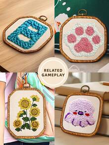 2pcs Apricot Color Handmade DIY Punch Embroidery Fabric, Polyester Material With Good Texture, Clean Fabric Surface With Few Dots, Evenly Distributed Threads For Nicer Finished Product - A - View 8