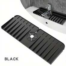 Silicone Faucet Mat, Sponge Holder, Sink, Kitchen, Countertop, Drying Mat, Bathroom, Kitchen, Splash Guard, Drain Pad RBOK - Grey-1PCS - View 8