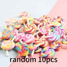 10/20个软粘土仿真彩虹棒棒糖树脂吊坠DIY配件，创意礼品手工工艺品材料 - 彩虹棒棒糖 - 查看 7