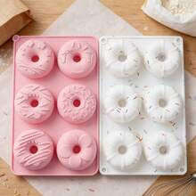6-Cavity Silicone Mini Donut Cake Mold, Non-Stick Silicone Baking Mold Suitable For Making Donuts, Jelly, Cupcakes - Multicolor - View 5