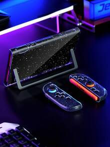 2 Transparent Glitter Protective Case, NS2 Detachable Game Console Protective Cover, High Transparency Starry Sky Sequin Crystal Shell, PC Hard Shell Anti-Fall Shock-Absorbing Anti-Scratch, Can Be Directly Inserted Into The Dock Without Affecting Charging, 1:1 Precise Cutout Fit, Anti-Yellowing Durable Material, Cute Gamer Desk Accessory, Recommended Gift For Holidays - View 10