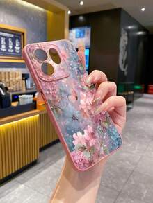 1pc Gradient Pink & Blue Butterfly Printed Shockproof Phone Case, Compatible With Samsung/Galaxy///// Android Models - Pink - View 6