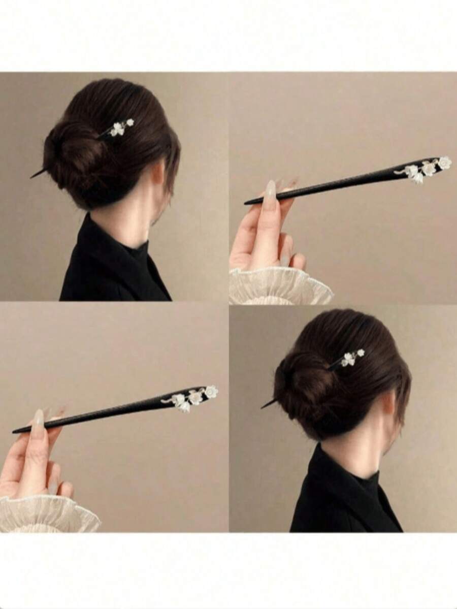 1 chiếc kẹp tóc gỗ kiểu Trung Quốc thanh lịch có tua rua hình hoa chuông, thích hợp cho váy, mặc hàng ngày, chụp ảnh, đi chơi, làm phụ kiện đội đầu, nối búi tóc, kẹp tạo kiểu tóc. - Nhiều màu - Xem 1