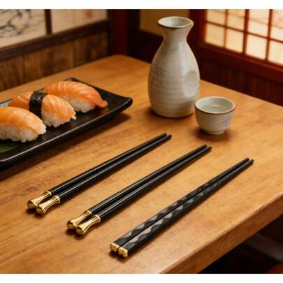 5/10 perechi de bețișoare de sushi reutilizabile și durabile, bețișoare din aliaj, bețișoare în stil chinezesc, set de ustensile de bucătărie antibacteriene, antiderapante, antimucegai