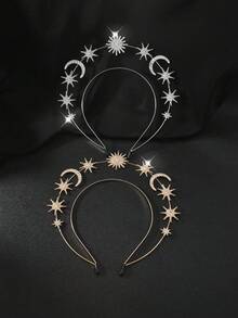 1/2pcs Bohemian Sun Goddess Crown, Star & Moon Headband, Boho Style Hair Accessories, Gift, Travel, Women, Holiday Gift, Gift & Souvenir, Women Hair Band Hair Band Hair Hoop Travel Accessories - Multicolor - View 7