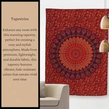 Bless International Tapiz indio hippie bohemio psicodélico pavo real mandala colgante de pared ropa de cama Rojo dorado King 88x104Inches (225x265Cms) - Rojo Dorado - Ver 7