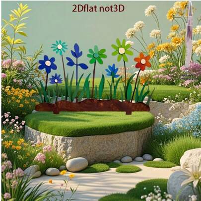 1pc 2D Flat Modern Retro Floral Gardening Label - Outdoor Plant Identification Sign For Fence, Yard, Decor - Plastic Floral Tag For Plants, Shrubs