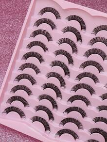 AYRMILLA 20Pairs Cat Eye Eyelashes Fox Natural False Eyelashes Fluffy Soft Dramatic 3D Mink Eye Black Thin Long Lash Multi-Layer Short Thick Eyelash Extended Large Volume Makeup Cross Wedding Parties Club Daily Work Meetings Comfortable Lashes - 黑色 - 查看 6
