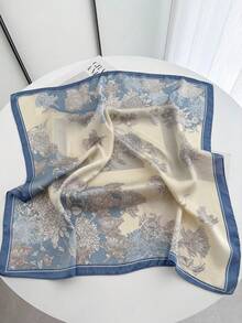 1pc Women's Spring/Summer Floral Print Silk-Like 70cm Square Scarf, Versatile Neck Warmer Shawl Suitable For Daily Use - băng đô - Xem 4