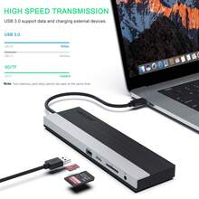 12 合 1 USB-C 集线器 | 三屏显示扩展坞，支持 4K HDMI、DP、VGA | 100W PD 快充、5Gbps USB 3.0、千兆以太网、SD/TF 读卡器、3.5mm 音频接口 | 黑色铝合金 Type-C 适配器，兼容 Macbook、HP 等设备 - 查看 4