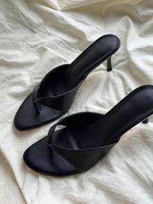 New Arrival Rivet Thong Sandals, Suede Platform Flip Flops For Women, Summer Outdoor Wear,Kitten Heels - Black - View 4